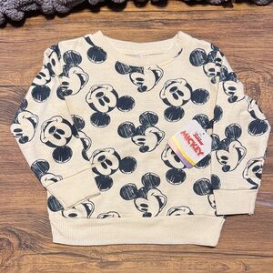 Disney Mickey Mouse Patterned Kids Sweatshirt in Cream and Black